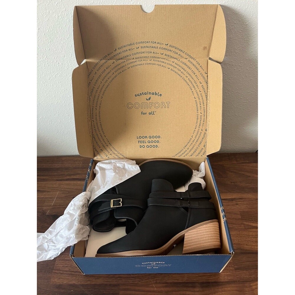 Dr Scholls Boots Womens 8.5 M Literally Black & Brown Heel Ankle Bootie Boho